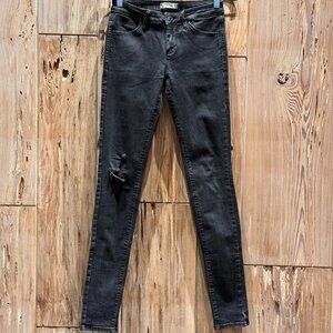 Uniqlo Womens Black Skinny Jeans 24x33 Cotton Blend Stretch Fabric